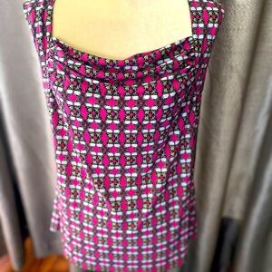 Sleeveless pink top with Butterflies by 9 & Co Suit Separates. Size L.